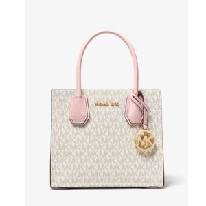 MICHAEL KORS MERCER Medium Logo and Leather
Messenger Crossbody Blush NWT